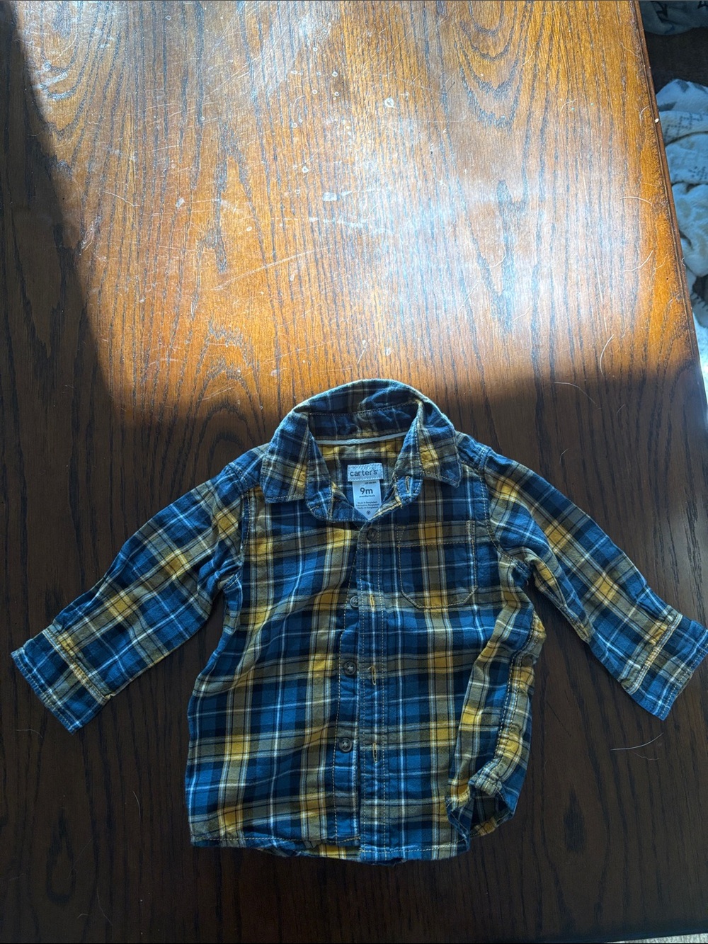 Yellow and Blue Plaid Longsleeve Collared Boy Shirt